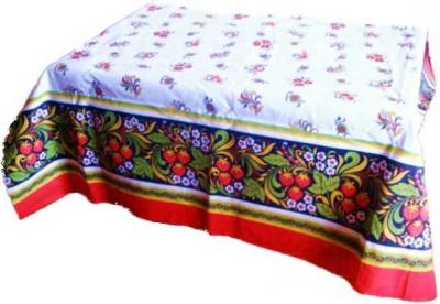 Фото - Скатерть из чесучи Хохлома клубнички 110 х 150 см