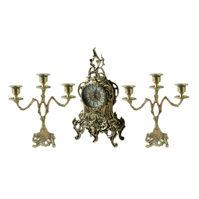 Фото - Набор для камина трехрожковые канделябры и часы Ласу