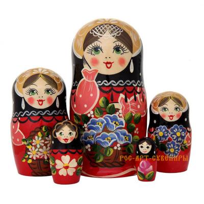 Фото - Матрешка деревянная Весенняя розочка 17 см 5 мест