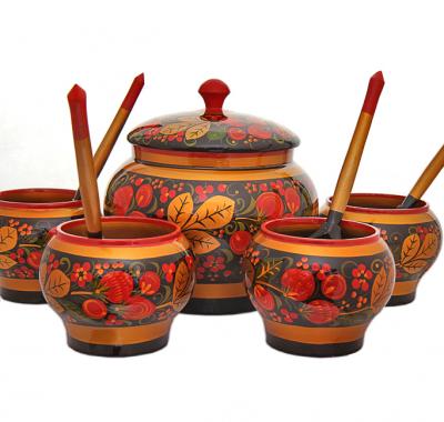 Фото - Хохлома авторский набор для каши на 6 персон 