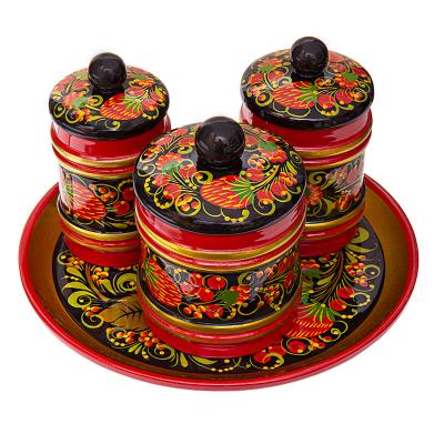 Фото - Столовый хохломской набор Русь 4 предмета 