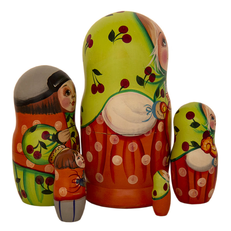 Фото - Деревянная матрешка Маруся с самоваром 16 см 5 мест