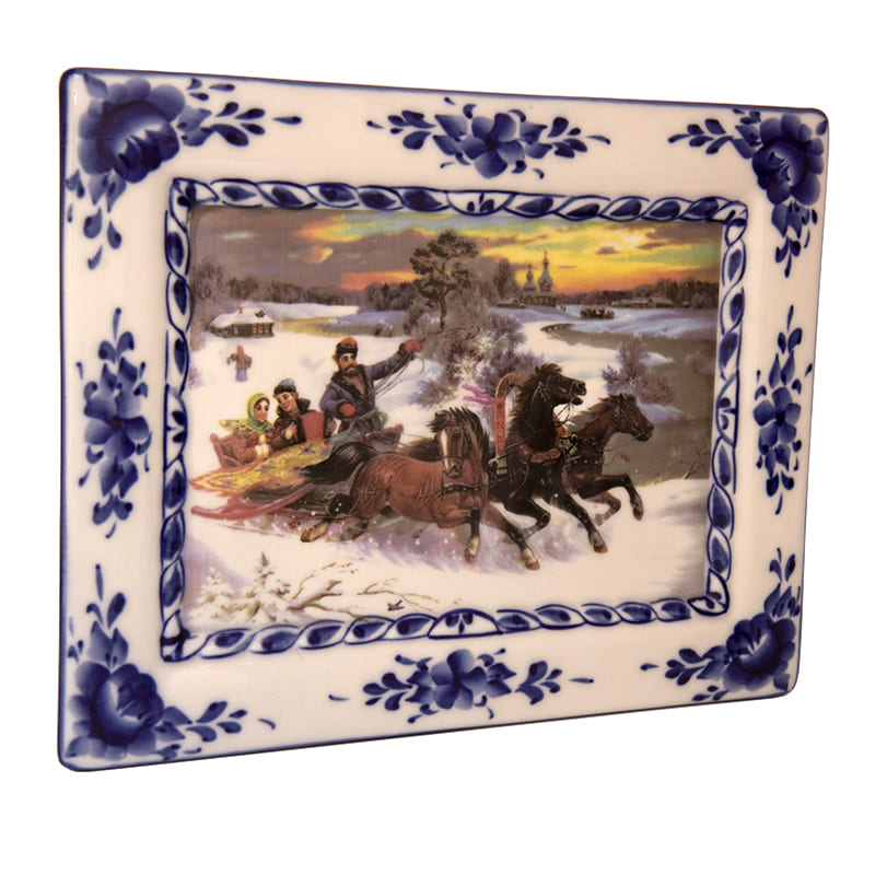 Фото - Панно гжель Тройка настенное 24 х 19 см