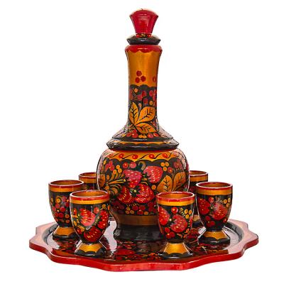 Фото - Набор для водки с графином Подарочный Хохлома 8 предметов 