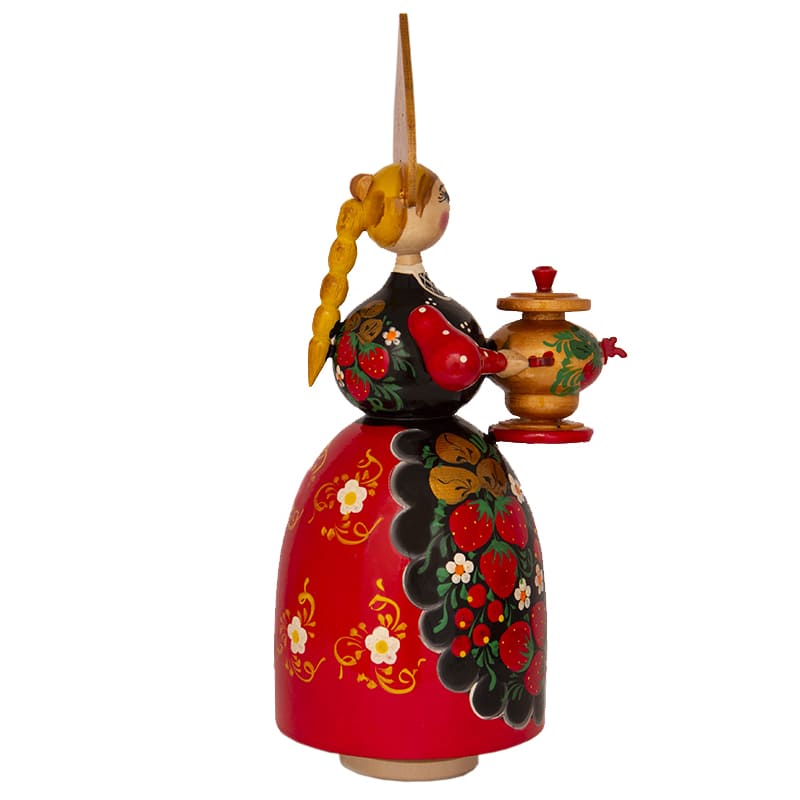 Фото - Кукла с музыкальным механизмом Хохлома самовар 26 см