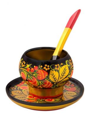 Фото - Набор Хохлома Ясельный с блюдцем и ложкой