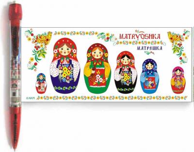 Фото - Ручка шариковая Матрешки панорама 14 см 