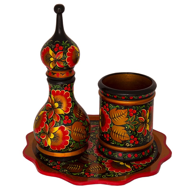 Фото - Подарочный набор для коньяка Хохлома "Цветочный" 8 предметов