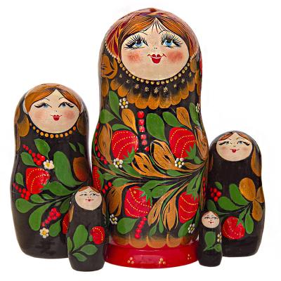 Фото - Матрешка расписная Хохлмской узор 5 мест 13 см