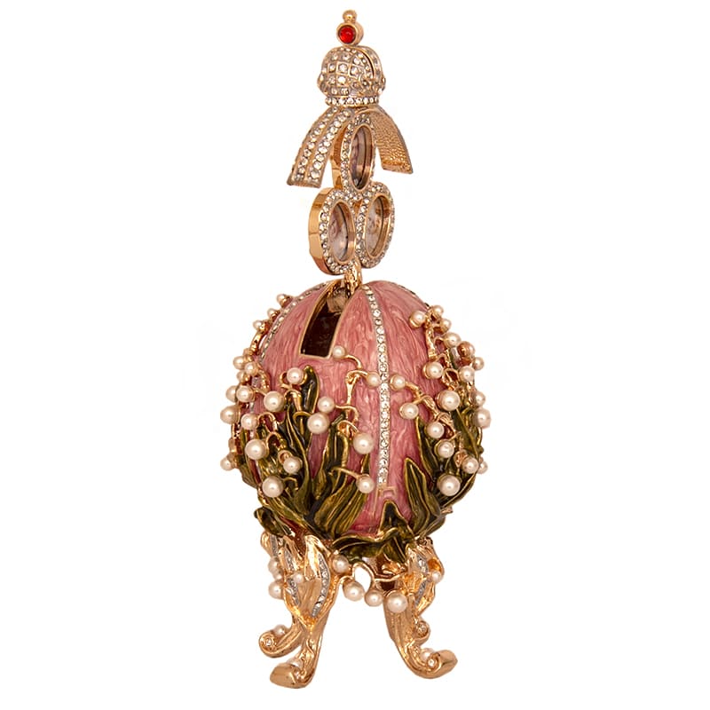 Фото - Пасхальное яйцо Фаберже Ландыш розовый с портретами 11  см