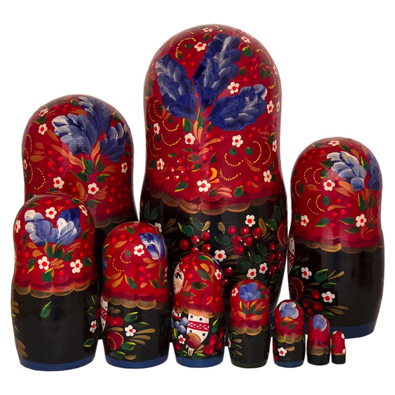 Фото - Большая расписная матрешка Маруся в платке 10 мест 28 см