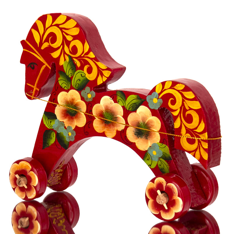 Фото - Лошадка деревянная каталка Ромашки 18 х 15 см