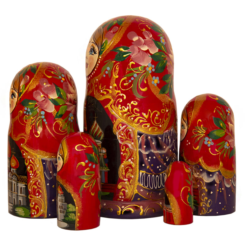Фото - Деревянная расписная матрешка Русь 5 мест 18 см