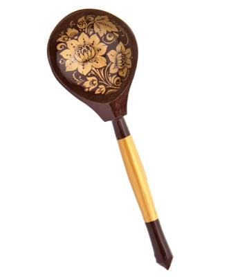 Фото - Ложка столовая хохлома Коричневая 19 см