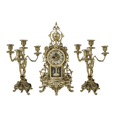 Фото - Бронзовые часы с маятником и канделябры Кафедрал Ново