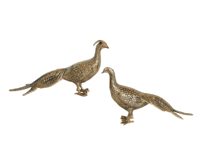 Фото - Бронзовые статуэтки Павлины пара 19 х 30 см