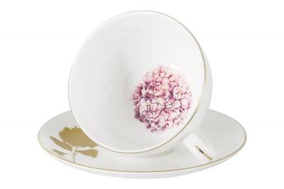 Чайная пара из костяного фарфора Гортензия 250 мл