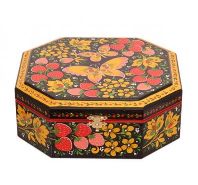 Фото - Хохломская шкатулка - Бабочки 17 х 16 см