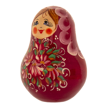 Фото - Матрешка неваляшка с колокольчиком Розовый букет 11 см
