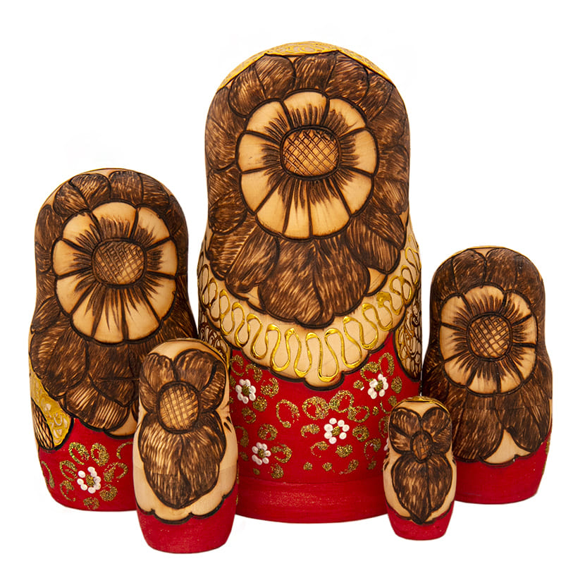 Фото - Матрешка авторская жженка букеты 5 мест 18 см