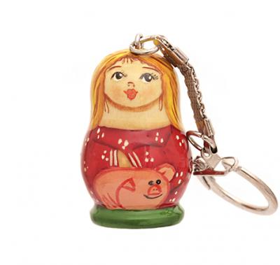 Фото - Брелок авторский - Девочка с поросенком