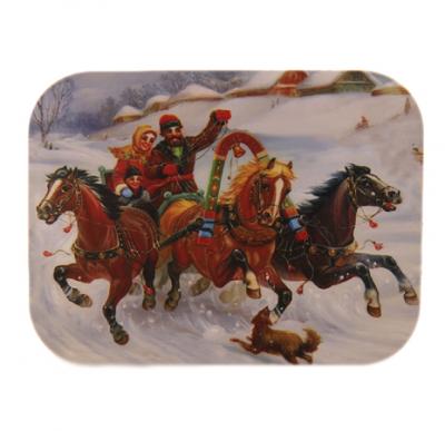 Фото - Магнит на холодильник - Зимняя русская тройка 8 ,5 х 6 см