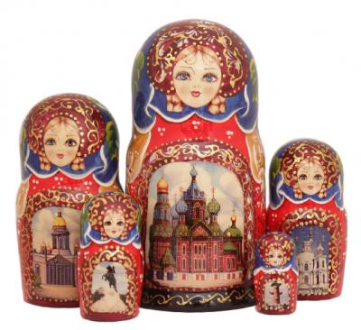 Фото - Матрешка Русский стиль - Cанкт-Петербург 5 мест 17 см