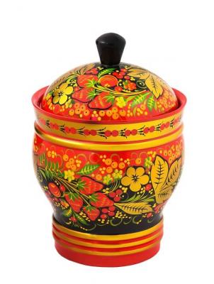 Фото - Сахарница художественная с крышкой Фантазия красный фон 19 см