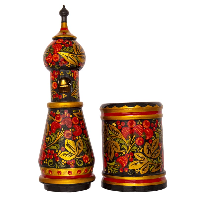 Фото - Футляр для бутылки 0,75 Хохлома Колокольня 52 см