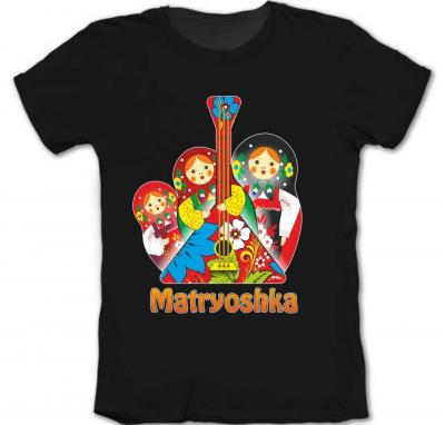 Фото - Футболка черная Матрешки с балалайкой разные размеры