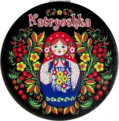 Фото - Зеркало карманное экокожа Матрешка 7 см