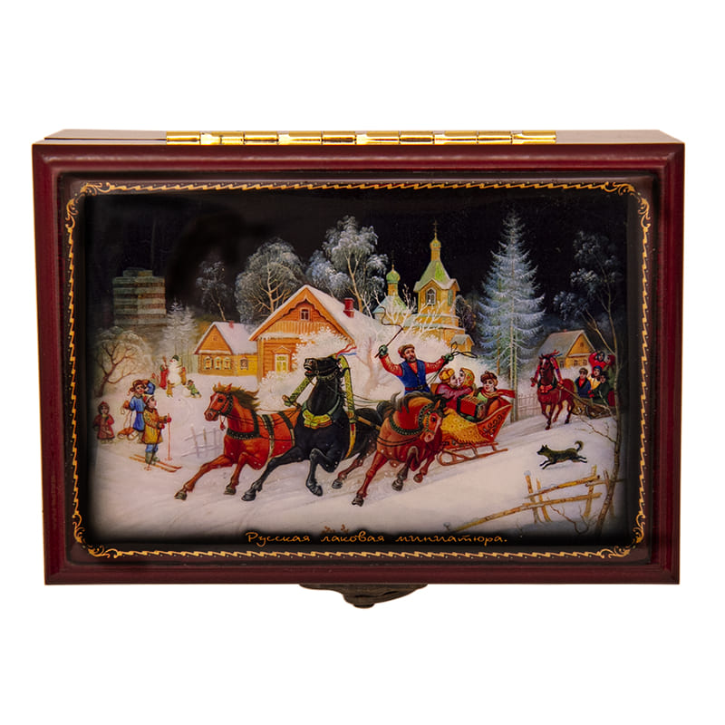 Фото - Деревянная шкатулка Зимние гулянья 12 х 8 см