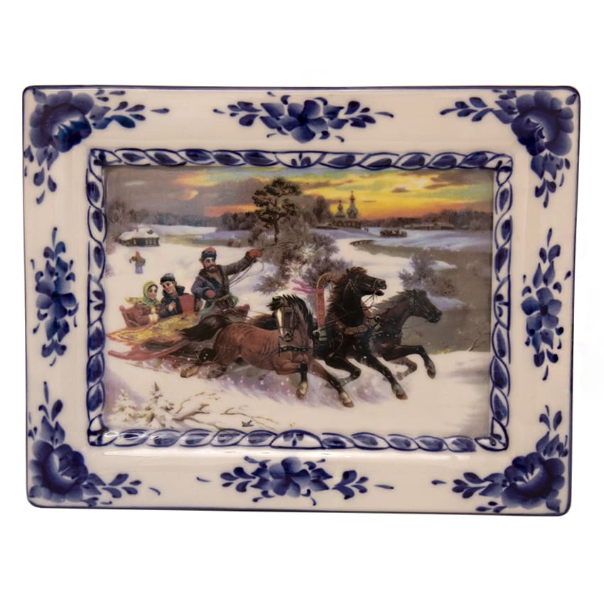 Фото - Панно гжель Тройка настенное 24 х 19 см