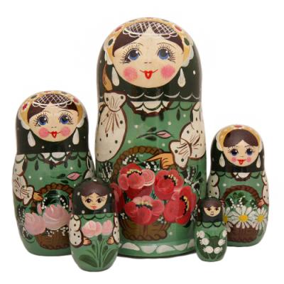 Фото - Матрешка из дерева Весенняя 5 мест 17 см