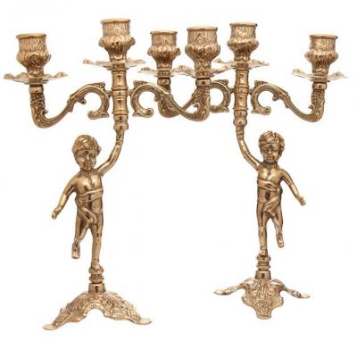 Фото - Пара канделябров на 3 свечи - Амуры