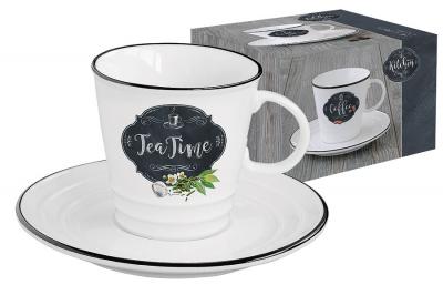 Чайная пара фарфоровая Кухня ретро 300 мл