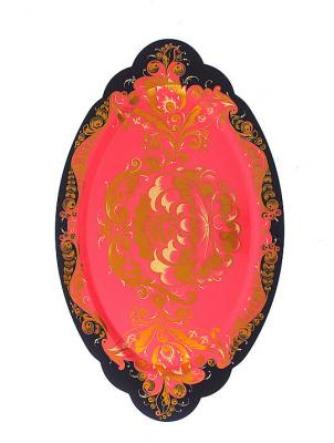 Фото - Поднос овальный Хохлома Розовый шелк 50 х 30 см