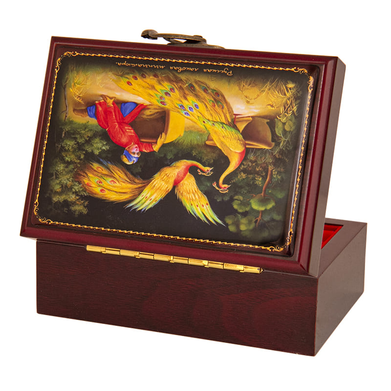 Фото - Деревянная шкатулка для украшений Жар-птицы 12 х 8 см