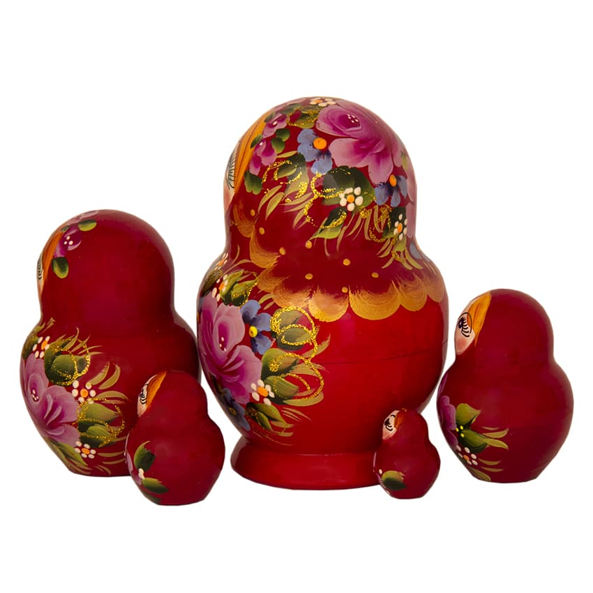 Фото - Расписная матрешка "Сиреневые цветы " 5 мест 13 см