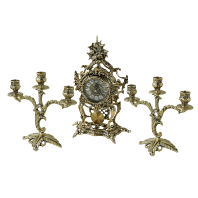 Фото - Набор для камина из бронзы Весна часы и канделябры