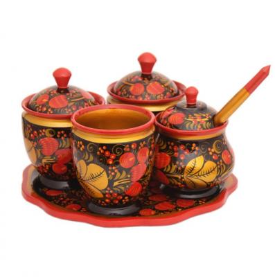 Фото - Хохломской набор Традиции с подносом 6 предметов