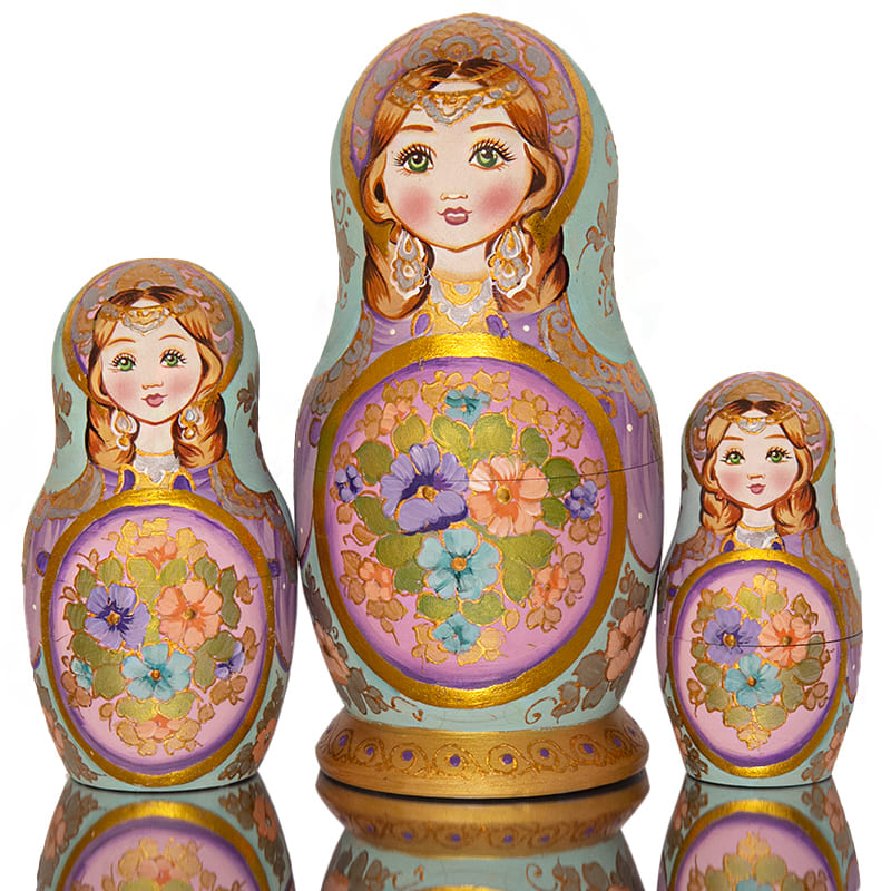 Фото - Матрешка деревянная авторская Весенние цветы 18 см