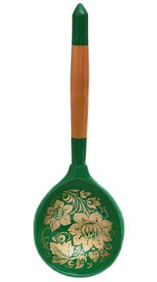 Фото - Деревянная ложка Зелёная хохлома 19 см