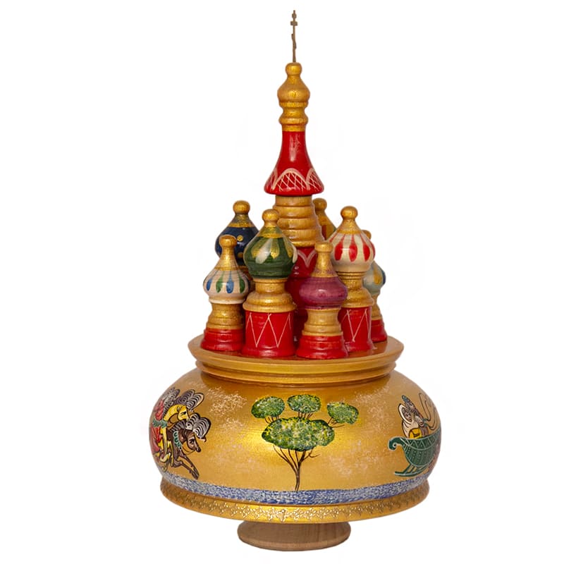 Фото - Деревянный музыкальный собор Тройка золотой фон 20 см