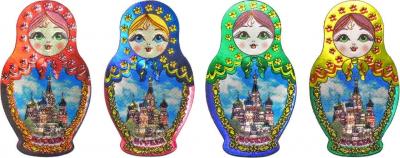 Фото - Фольгированный магнит Матрешка архитектура Москвы 6 х 3,5 см