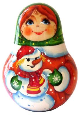 Неваляшка расписная Девочка со снеговиком