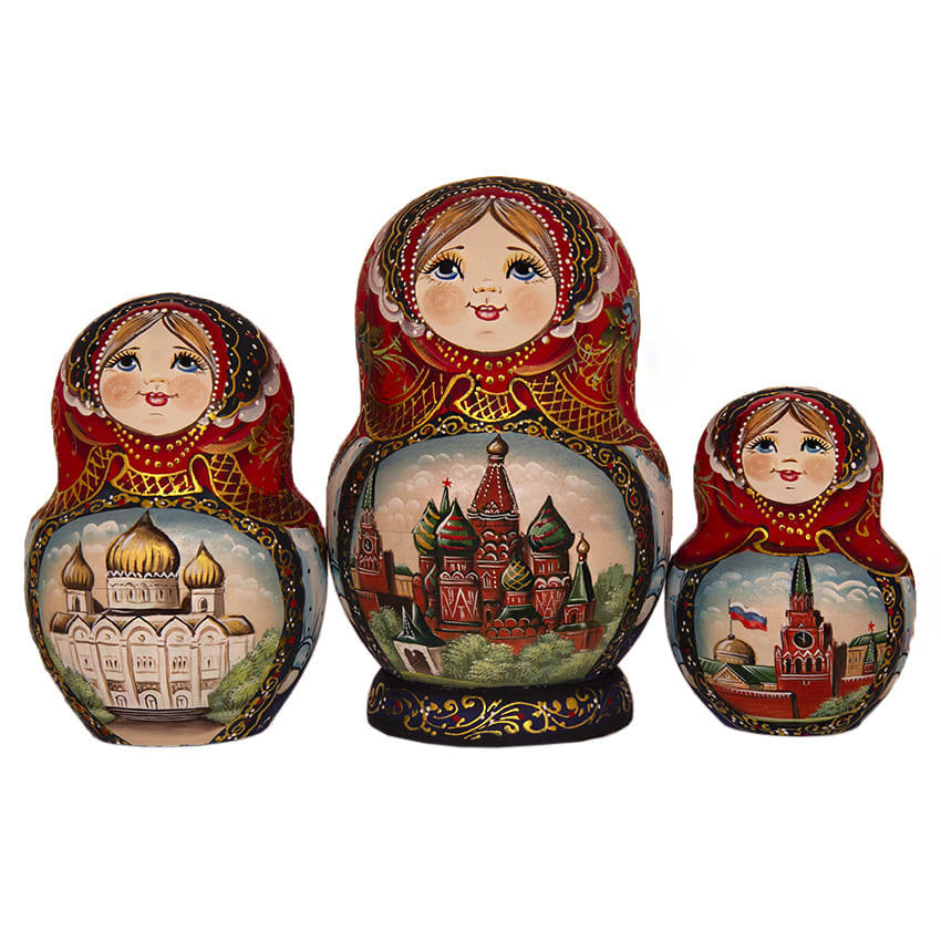 Фото - Матрешка художественная деревянная Москва 10 мест 18 см