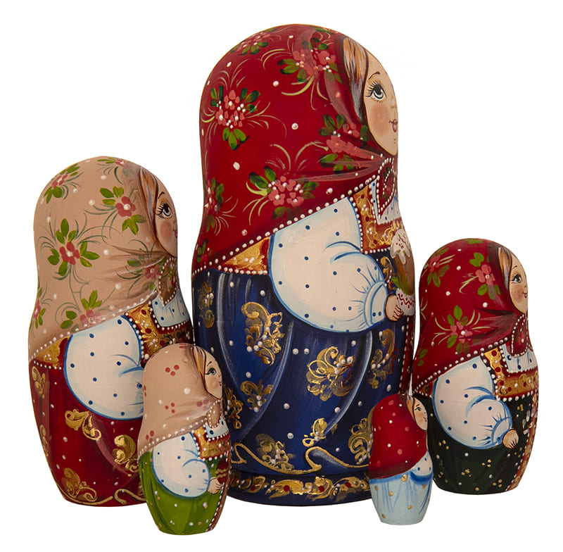 Фото - Деревянная матрешка пасхальная Девушка с куличом 18 см