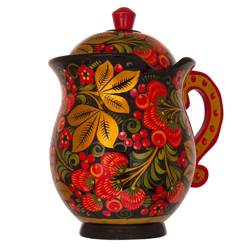 Фото - Деревянный хохломской кувшин с крышкой 1,5 литра 24 см