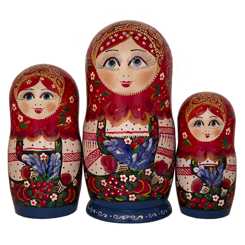 Фото - Большая расписная матрешка Маруся в платке 10 мест 28 см